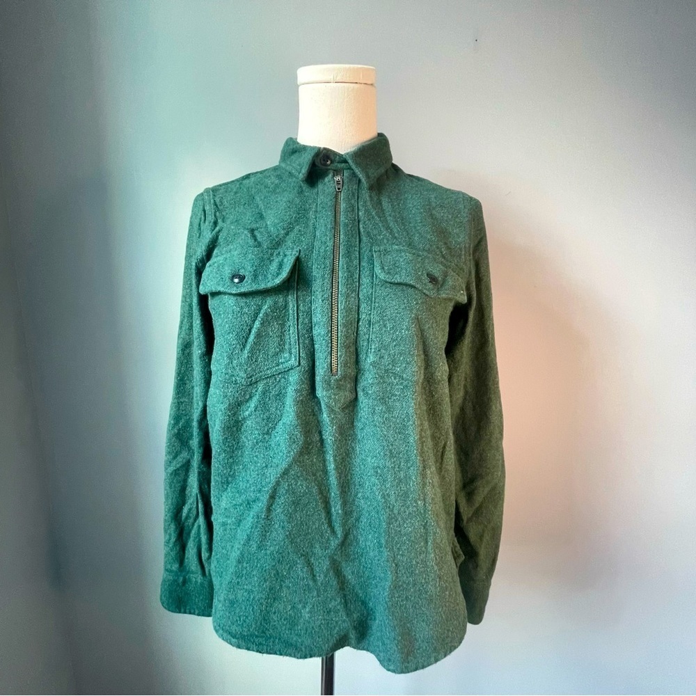Madewell Zip-Up Closure Flannel In Green (XS)